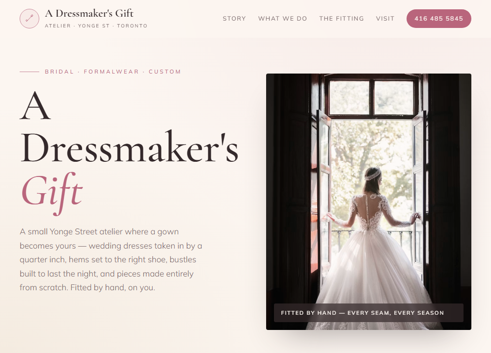 A Dressmaker's Gift website preview