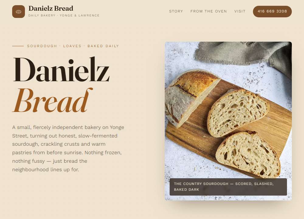 Danielz Bread website preview