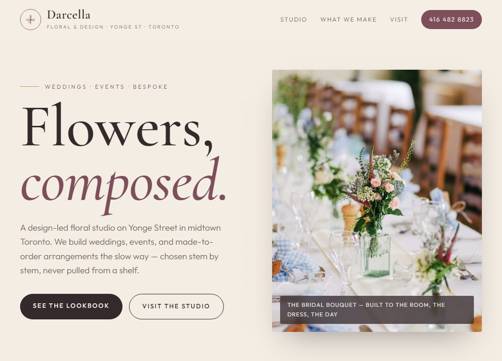 Darcella Floral & Design website preview
