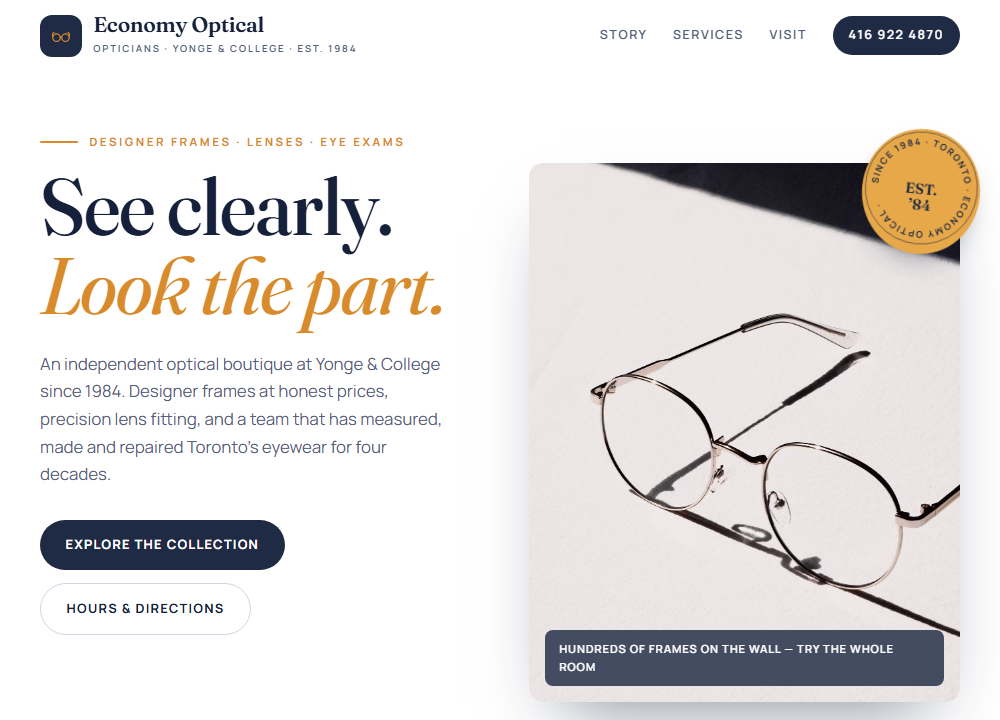 Economy Optical website preview