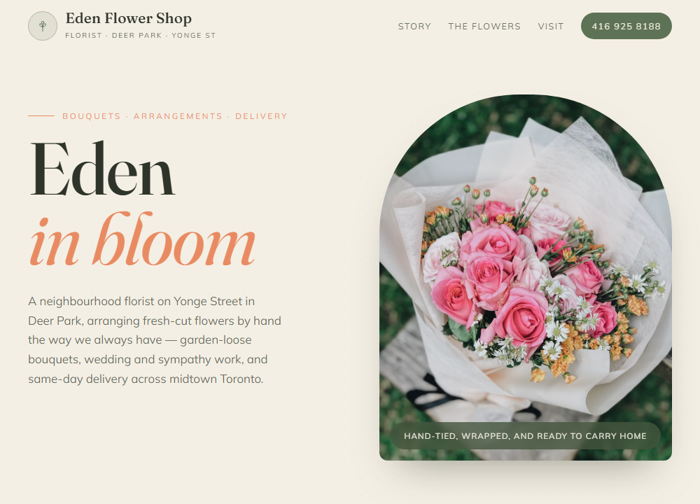 Eden Flower Shop website preview