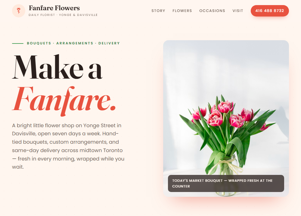 Fanfare Flowers website preview