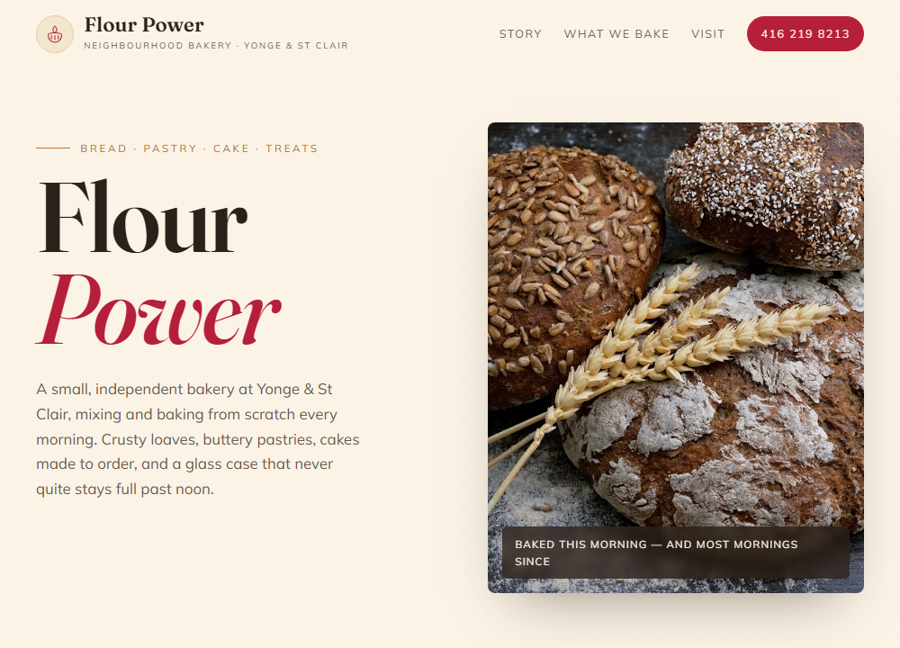 Flour Power Toronto website preview