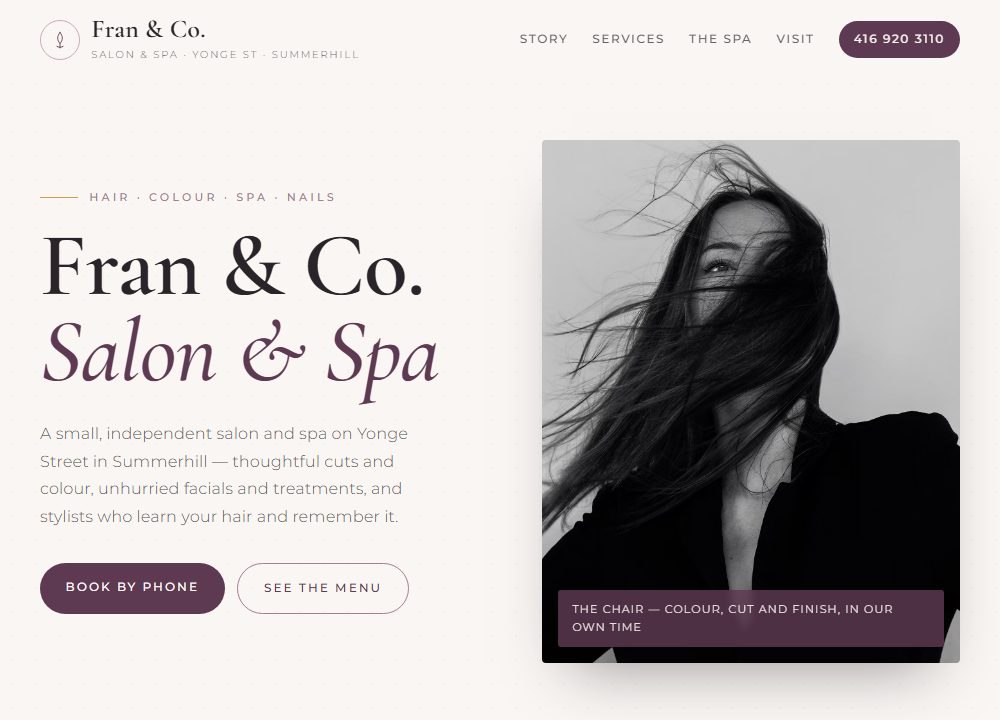 Fran & Co. Salon and Spa website preview