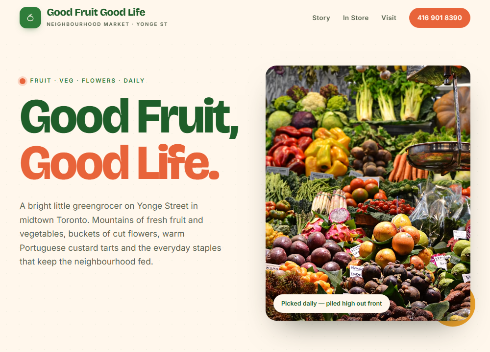 Good Fruit Good Life Market website preview