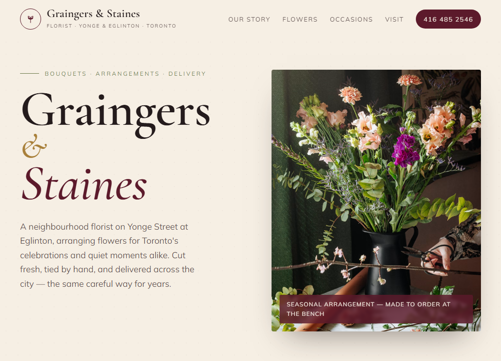 Graingers & Staines Florist website preview