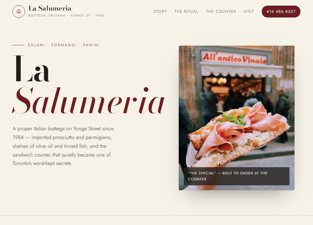 La Salumeria website preview
