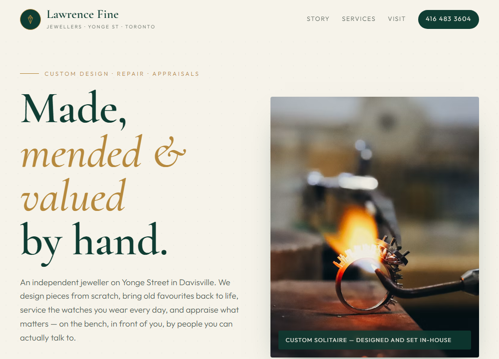 Lawrence Fine Jewellers website preview