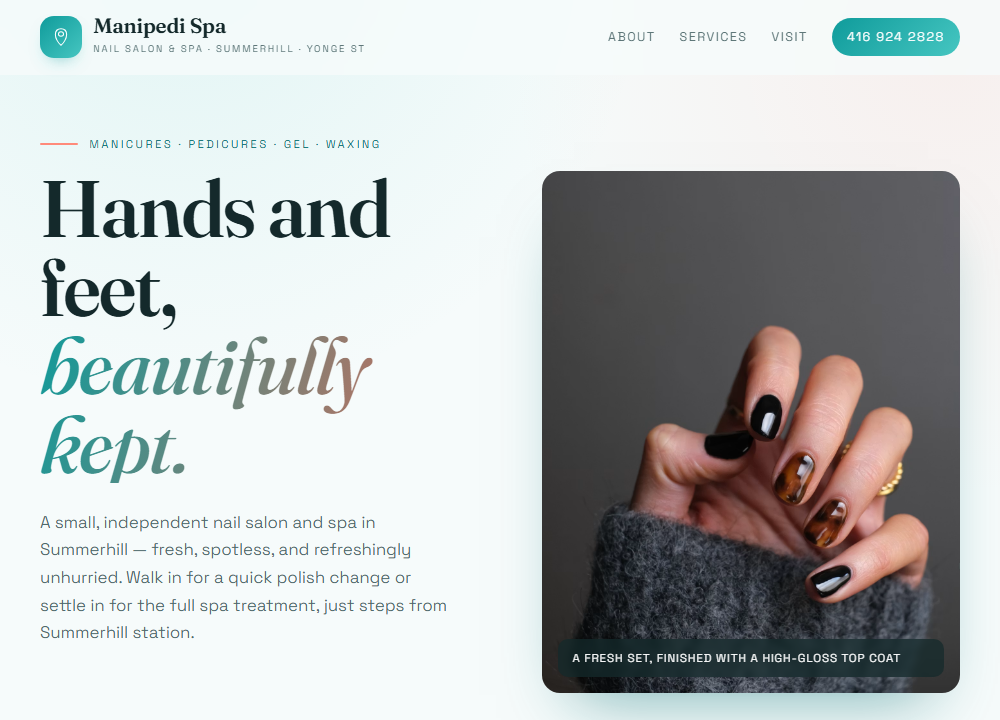 Manipedi Spa website preview
