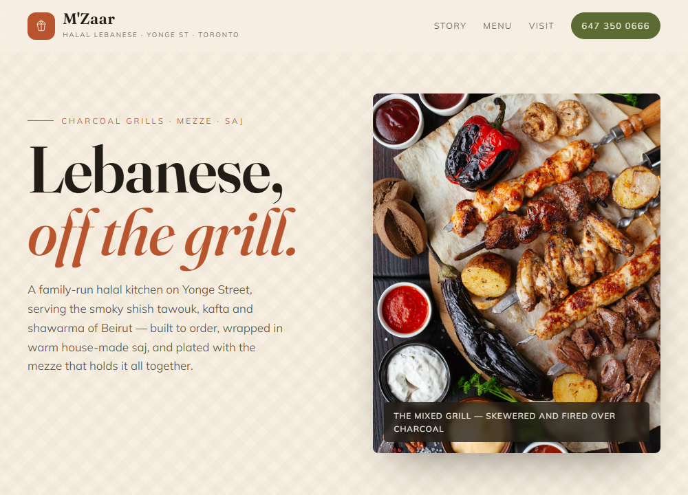 M'Zaar Restaurant website preview
