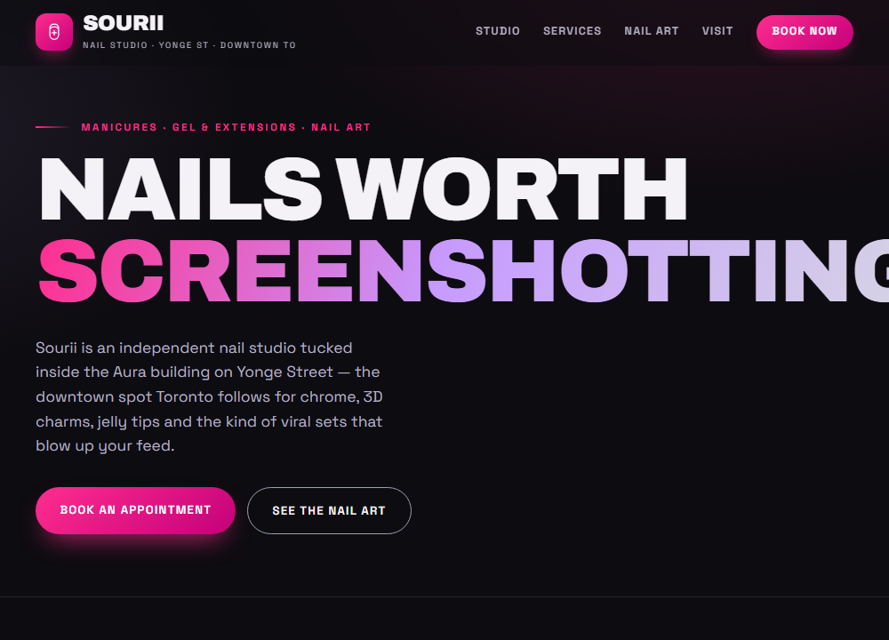 Sourii Nails Spa website preview