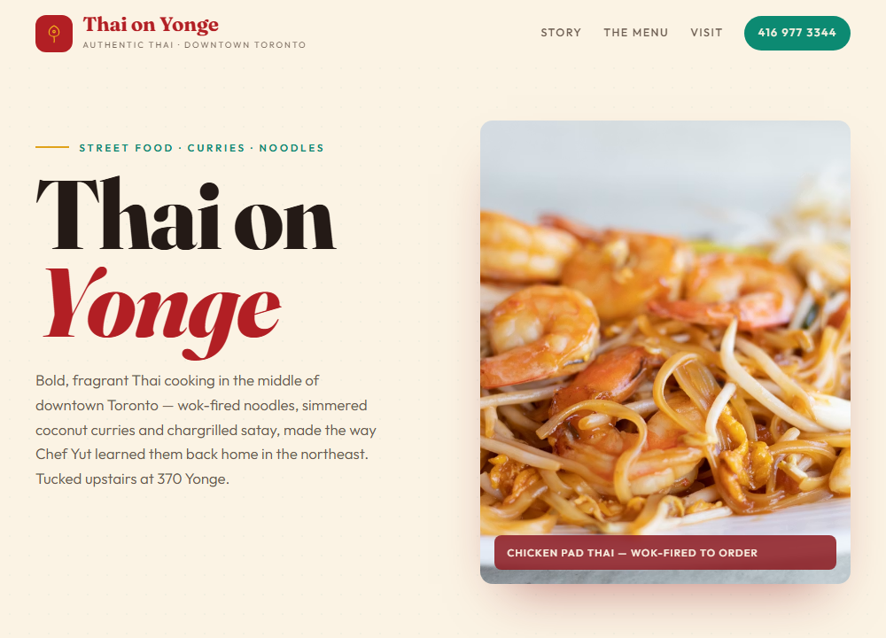 Thai on Yonge website preview